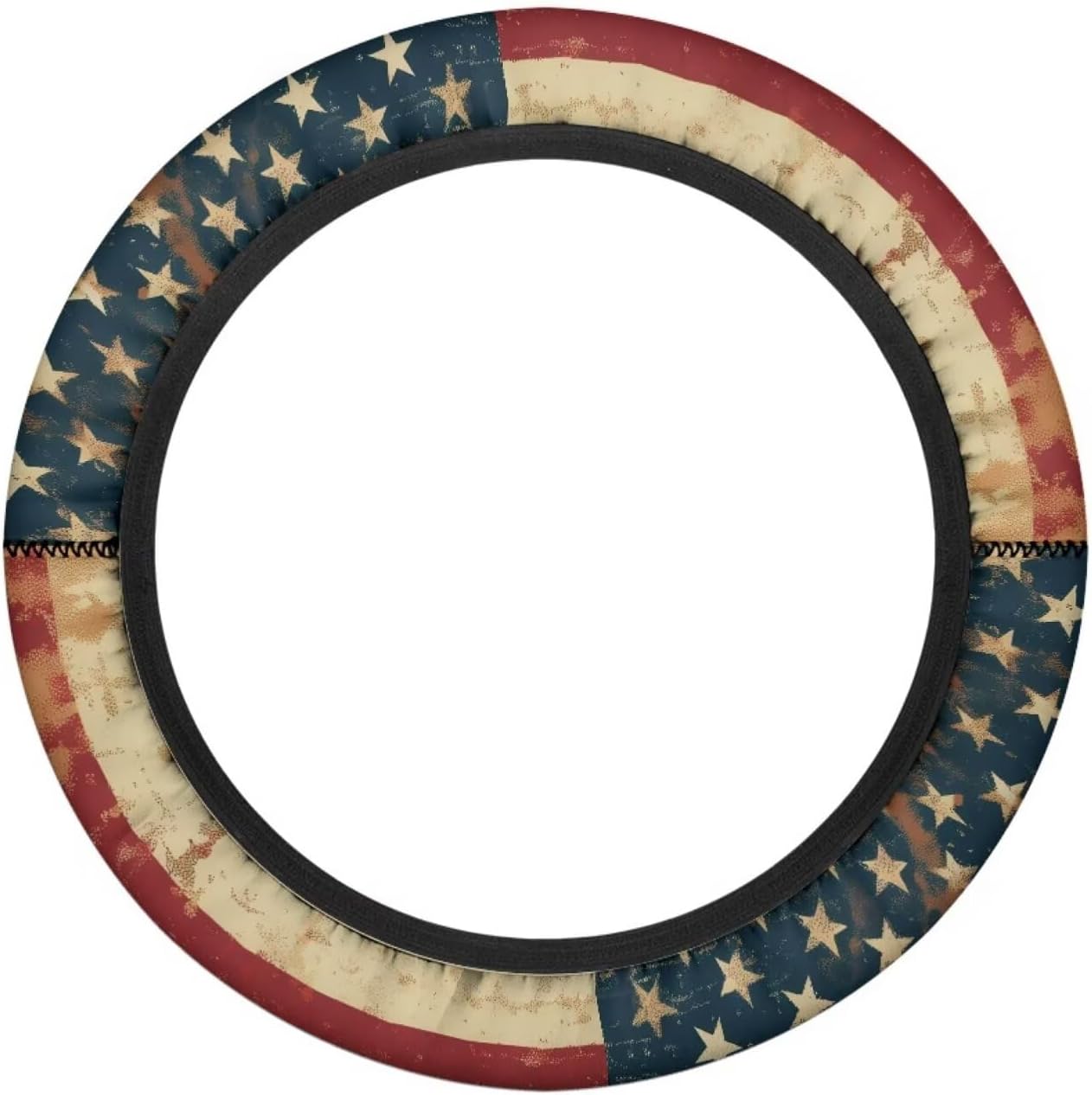 Retro Golf Cart Steering Wheel Cover American Flag Stretch Elastic Golf Cart Steering Wheel Covers, Anti-Slip Universal Fit Club Car Accessories 13-14 Inch Interior Decor