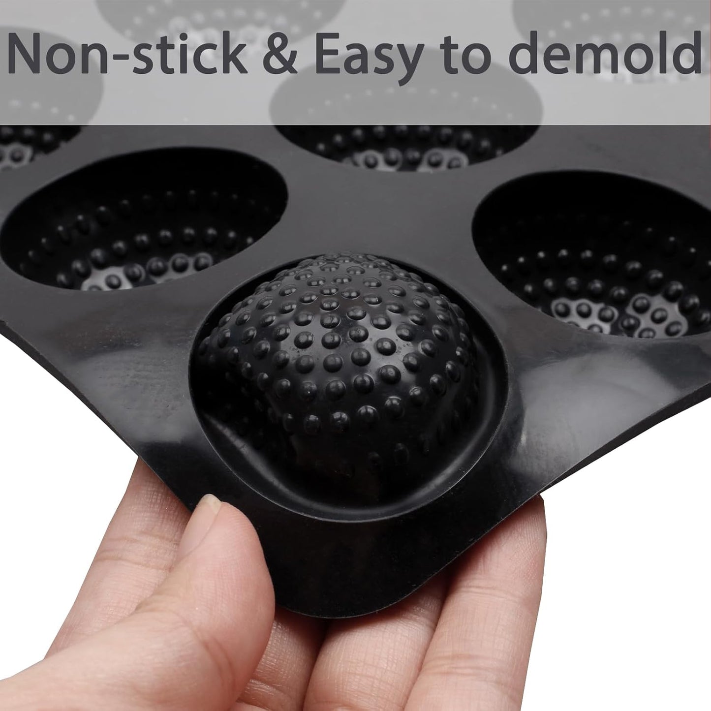 2 Pcs Golf Ball Chocolate Mold Tray, 20 Cavity Nonstick 3D Golf Ball Silicone Molds for Cake Decoration Cake Pop Ice Cube Hot Cocoa Bomb, Black