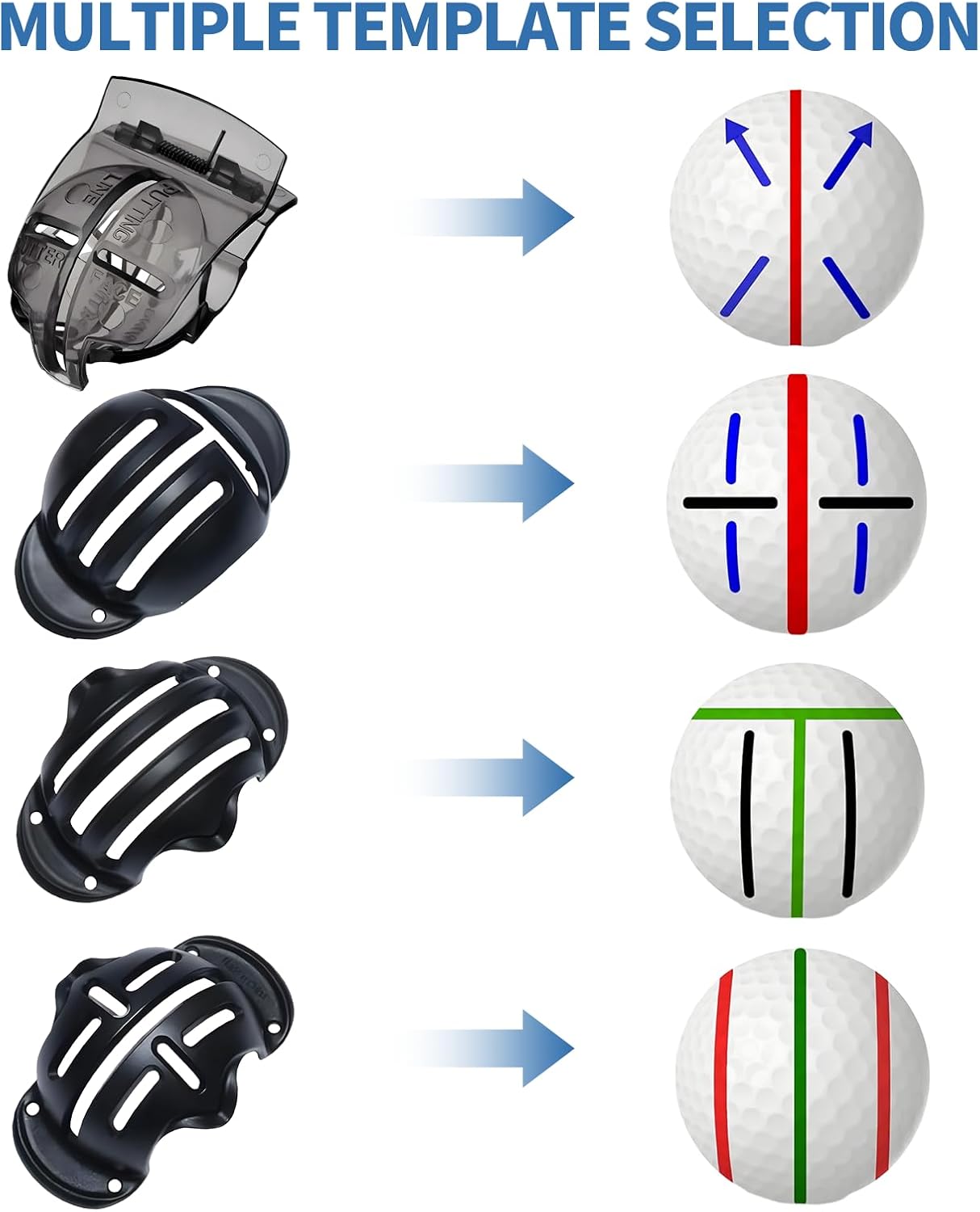 8 Pack Golf Ball Line Marker Tool,Golf Ball Stencil Alignment Kit,4 Golf Ball Marker Stencil and 4 Color Golf Ball Markers,Easy Ball ID &Putting Practice