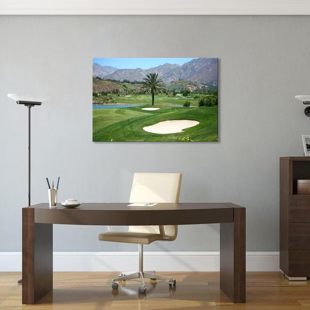 Los Angeles California Golf Course Wall Art for Living Room Bedroom Bathroom Home Decorations Los Angeles Golf Course Picture Poster Framed Artwork Canvas Prints Ready to Hang(18''H x 24''W)