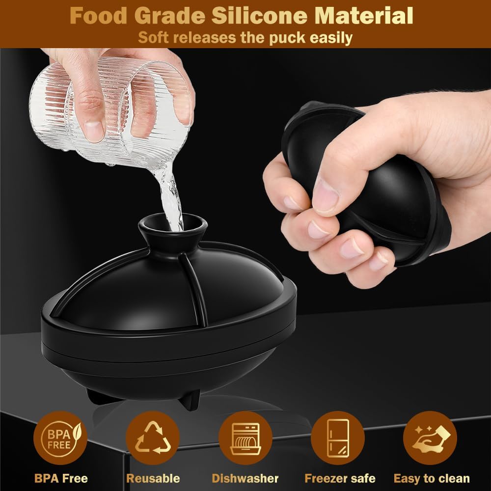 6 Pack Silicone Football Ice Cube Molds 2.2 Inch Large Silicone Fun Shapes Novelty Football Gifts Craft Round Sphere Ice Ball Molds for Cocktails, Bourbon, Brandy, Whiskey (6, Football)