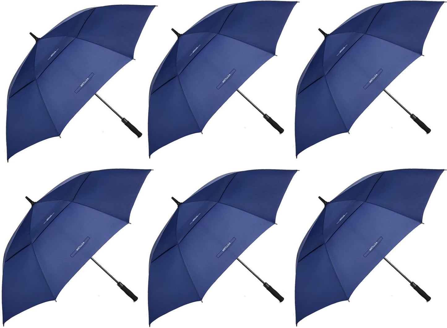 MRTLLOA 6 Pack Golf Umbrella 62/68 Inch Large Oversize Double Canopy Vented Automatic Open Stick Umbrellas for Men & Women