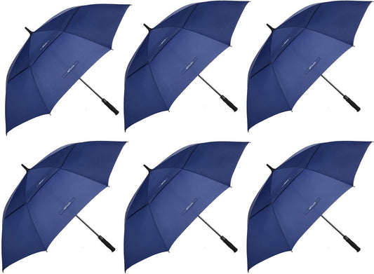 MRTLLOA 6 Pack Golf Umbrella 62/68 Inch Large Oversize Double Canopy Vented Automatic Open Stick Umbrellas for Men & Women