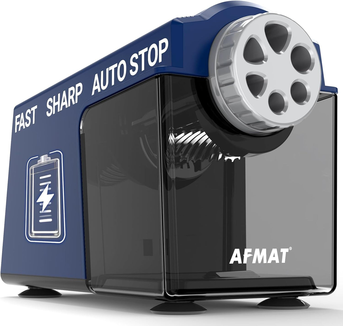 AFMAT PSD4 Electric Pencil Sharpener Heavy Duty, 6 Holes, Cordless & Rechargeable, Super Fast, Auto Stop, 10K+ Uses, Classroom Pencil Sharpener for 6-11mm No.2/Large/Colored Pencils, Blue