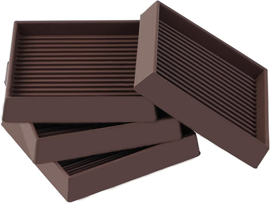 3x3 Square Rubber Furniture Caster Cups, Anti-Sliding Furniture Pads Bed Stopper Floor Protectors with Grip - Protect Any Flooring