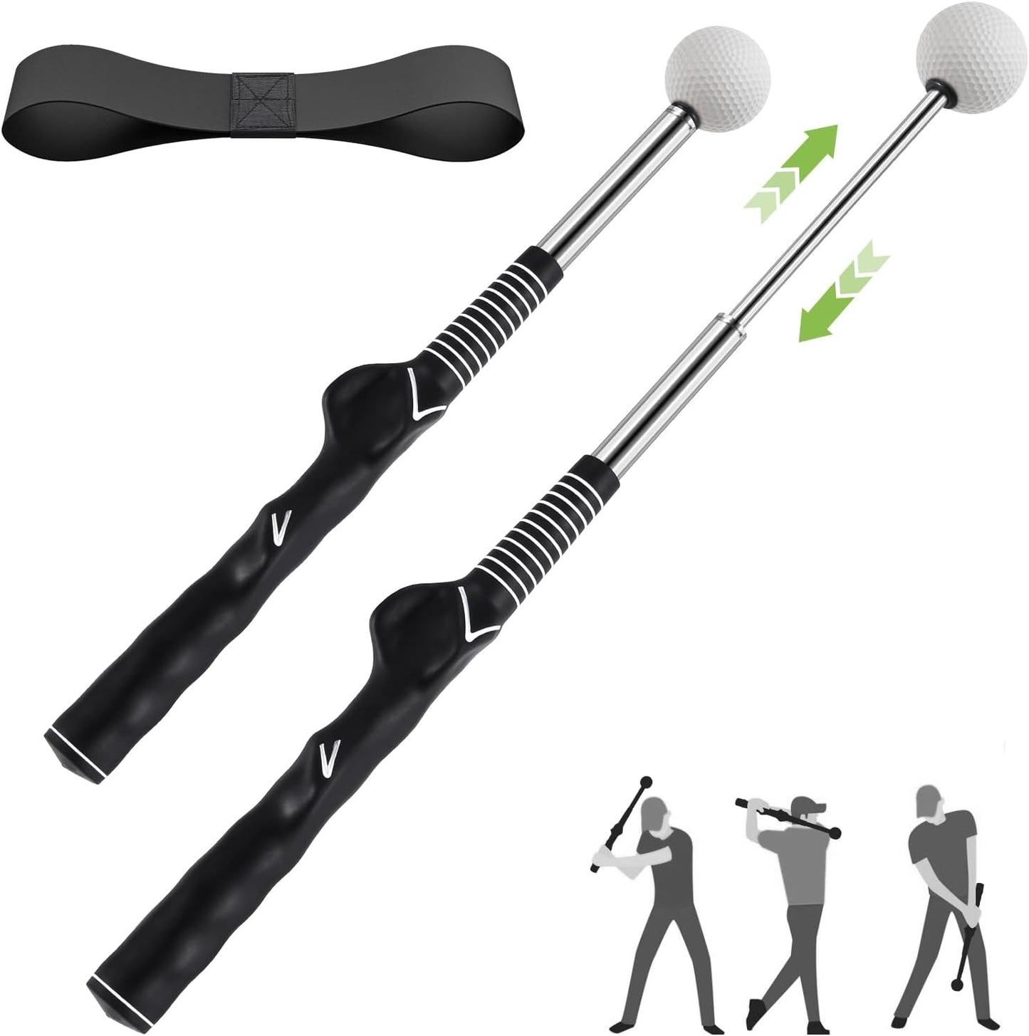 Retractable Golf Swing Trainer, Golf Grip Trainer and Golf Training Aid for Chipping Hitting