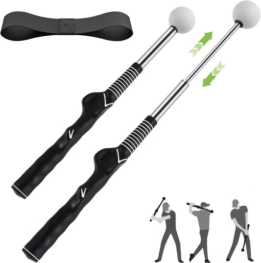 Retractable Golf Swing Trainer, Golf Grip Trainer and Golf Training Aid for Chipping Hitting