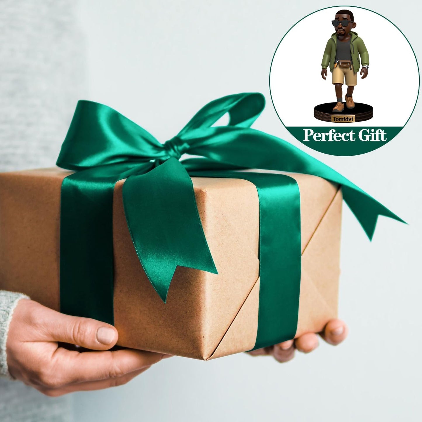 Personalized Cartoon Photo Sculpture Ornament Custom Name 2D Acrylic Photo Casual Cartoon Style Figurine Desk Decor Gift for Men Women Family Couple Birthday Xmas (Style 10)