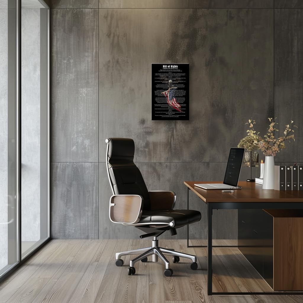 Wallpicss Us Constitution And Bill of Rights Wall Art Quotes Picture Prints Vintage Framed 10 Amendments Us History Posters Office Decor 16x24 inches