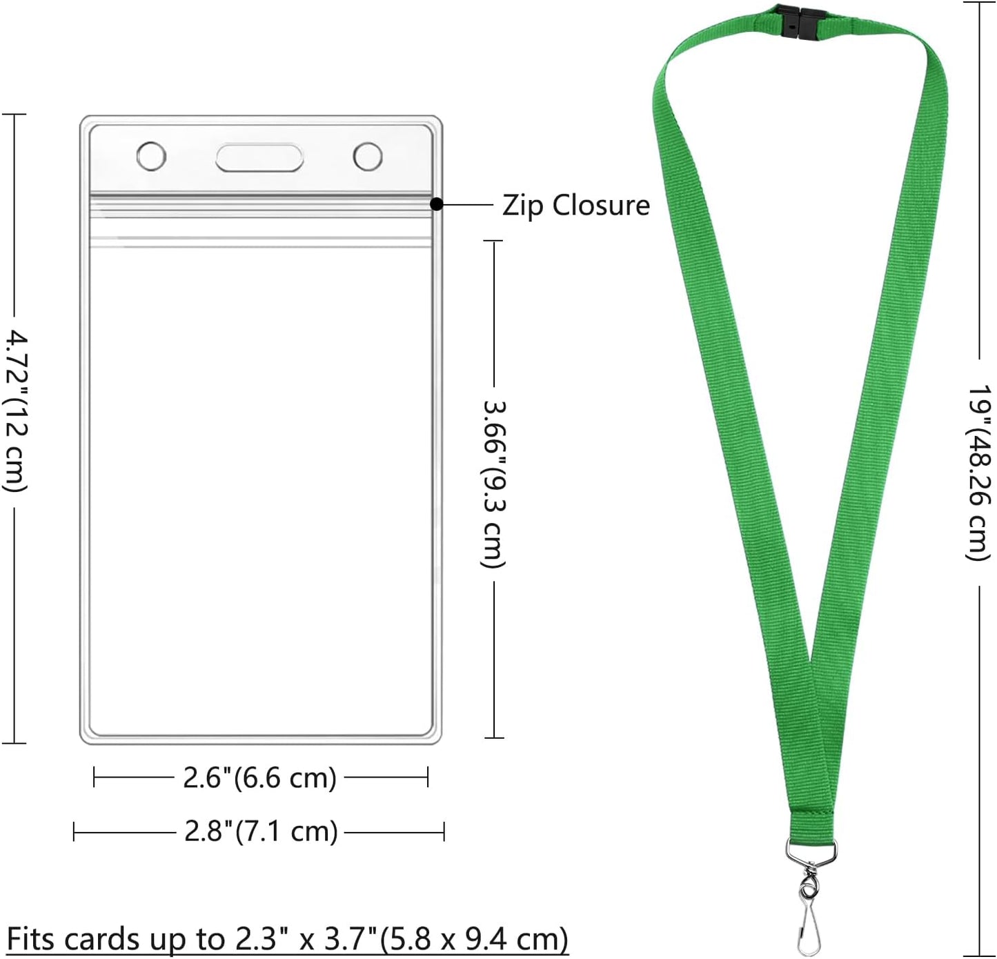 24-Pack Green Breakaway Lanyards with Waterproof Badge Holders, Polyester Neck Straps for ID Cards, Events, Office, and Schools