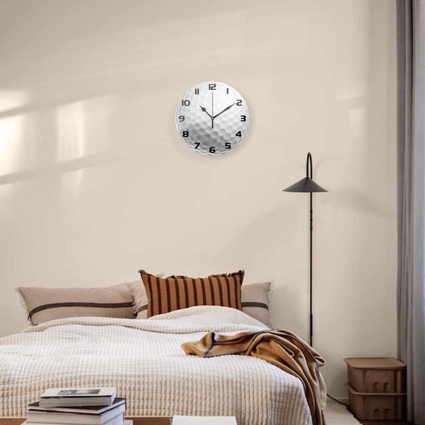 Silent Non-Ticking Sport Theme Wall Clocks, Sport Ball Golf Wall Clock, Battery Operated 9.8"x9.8" Round Wall Clock for Home Decor Boy Room Living Room School Birthday Gift