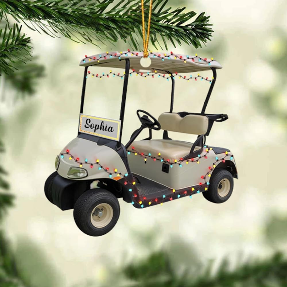 Personalized Golf Car Christmas Ornament, Christmas Ornament, Golf Cart Family, Golf Ornament, Golf Cart Ornament, Golf Christmas Ornaments, Golf Ornaments for Christmas Tree Gift for Golf Lovers/5