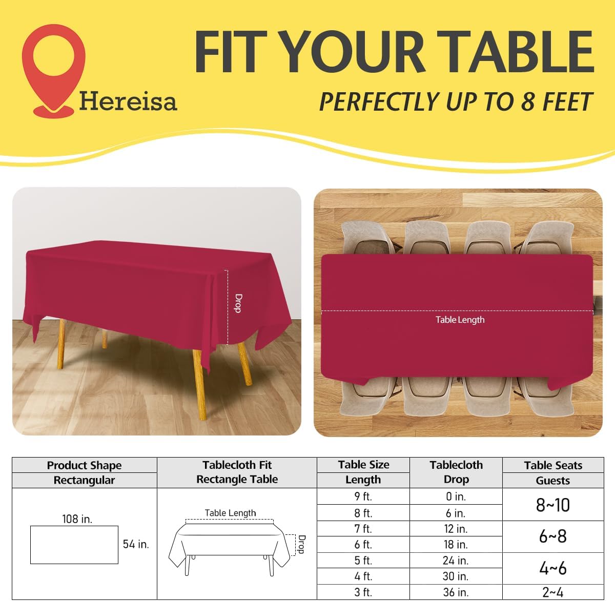 Plastic Cerise Tablecloths 3 Pack Disposable Table Covers 54 x 108 Inches Pitch Onyx Table Cloths for Parties Birthdays Weddings Anniversary BBQ Picnic, Fits 6 to 8 Foot Rectangle Tables