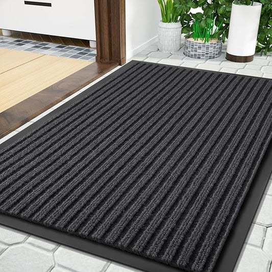 Yimobra Front Door Mat Outdoor Indoor Entrance, 100% Waterproof All-Season All Weather Doormat, Welcome Matt Outside Entry, Non Slip, Low Profile, Heavy Duty Patio Porch Floor Mat,29.5 x 17, Grey