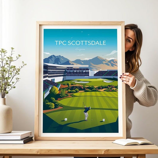 Nationcog WM Phoenix Open Golf Print - TPC Scottsdale Stadium Course 16th Hole, Arizona, TPC Scottsdale Golf Poster, Arizona Golf Course Art, Stadium Hole 16 Print (Unframed) (20x30)
