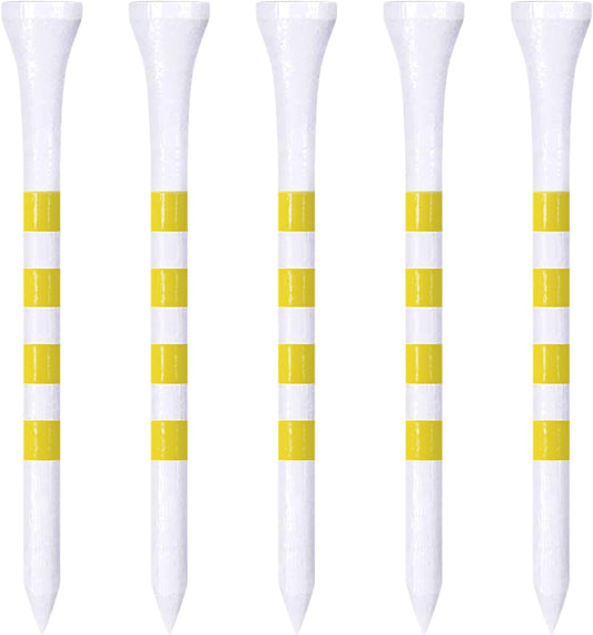 Wooden Golf Tees 3-1/4", 2-3/4", 2-1/8", 1-1/2" Available, 100 Count (Natural Color, White, Black, Blue, Red, Green, Yellow, Pink, Orange)
