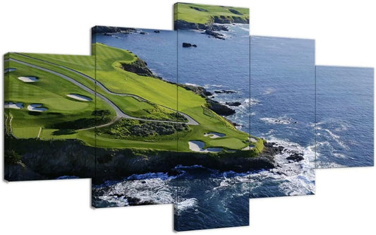 chenchenArt Golf Wall Art for Living Room Bedroom Bathroom Home Decorations Paintings Golf Course Canvas Prints Modern Artwork Framed Ready to Hang(60''W x 40''H)