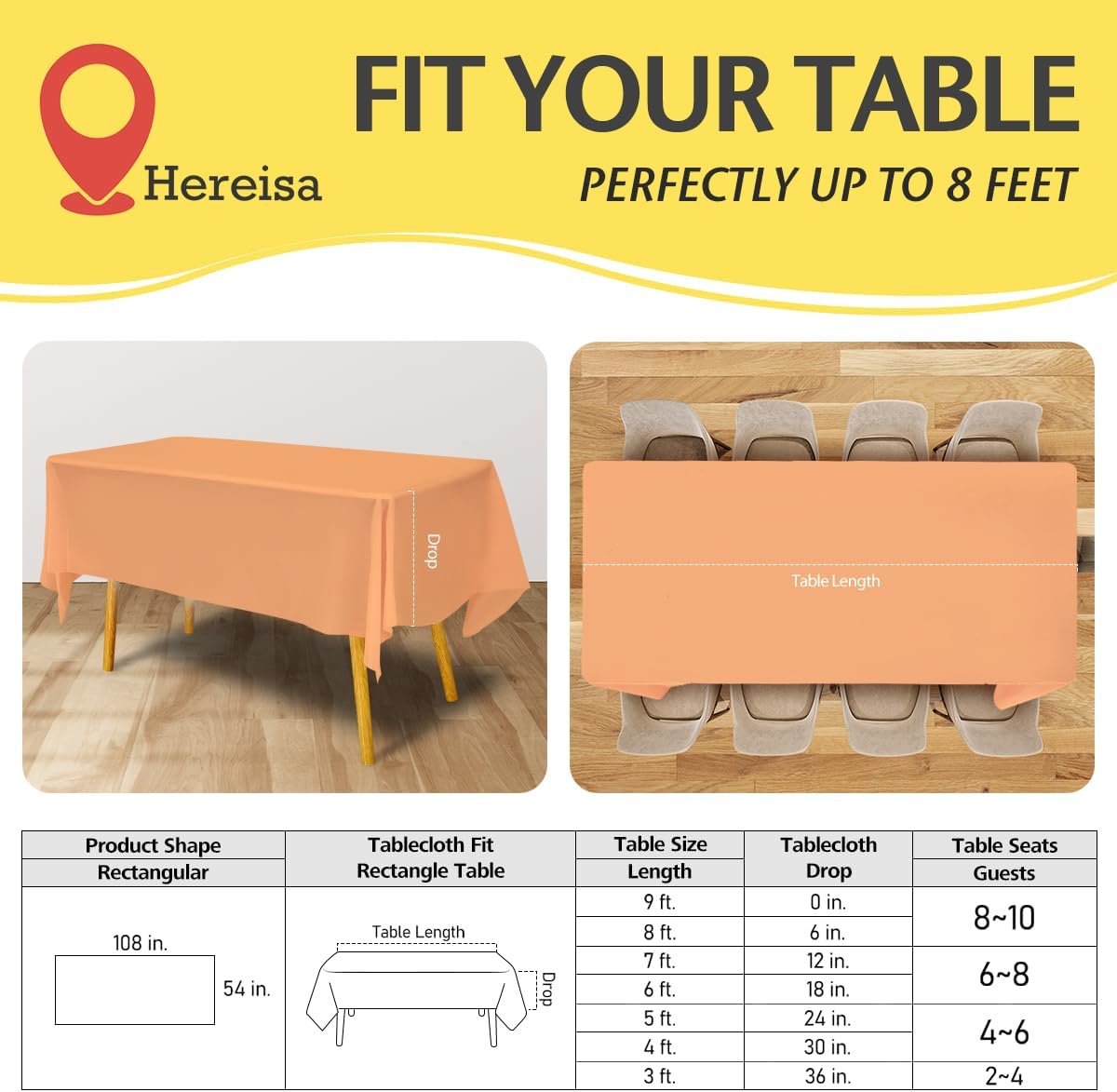 Plastic Peach Tablecloths 3 Pack Disposable Table Covers 54 x 108 Inches Pitch Onyx Peach Table Cloths for Parties Birthdays Weddings Anniversary BBQ Picnic, Fits 6 to 8 Foot Rectangle Tables