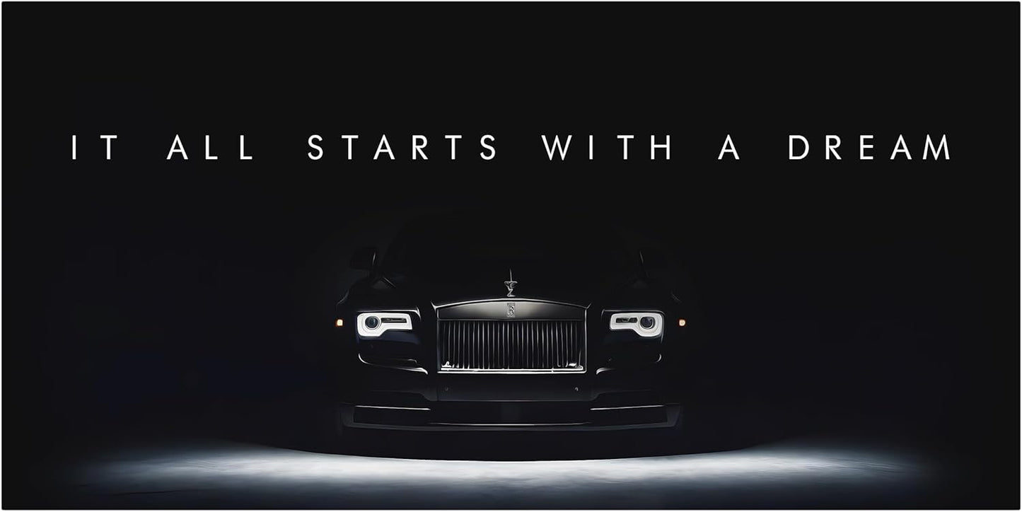 Motivational Wall Art for Office, Super Car Art Canvas, Inspirational Automotive Decor for Rolls Royce Sportscar Lovers, Motivational Wall Decor for Office and Home, Inspiring Car Poster (8 x 8 in)