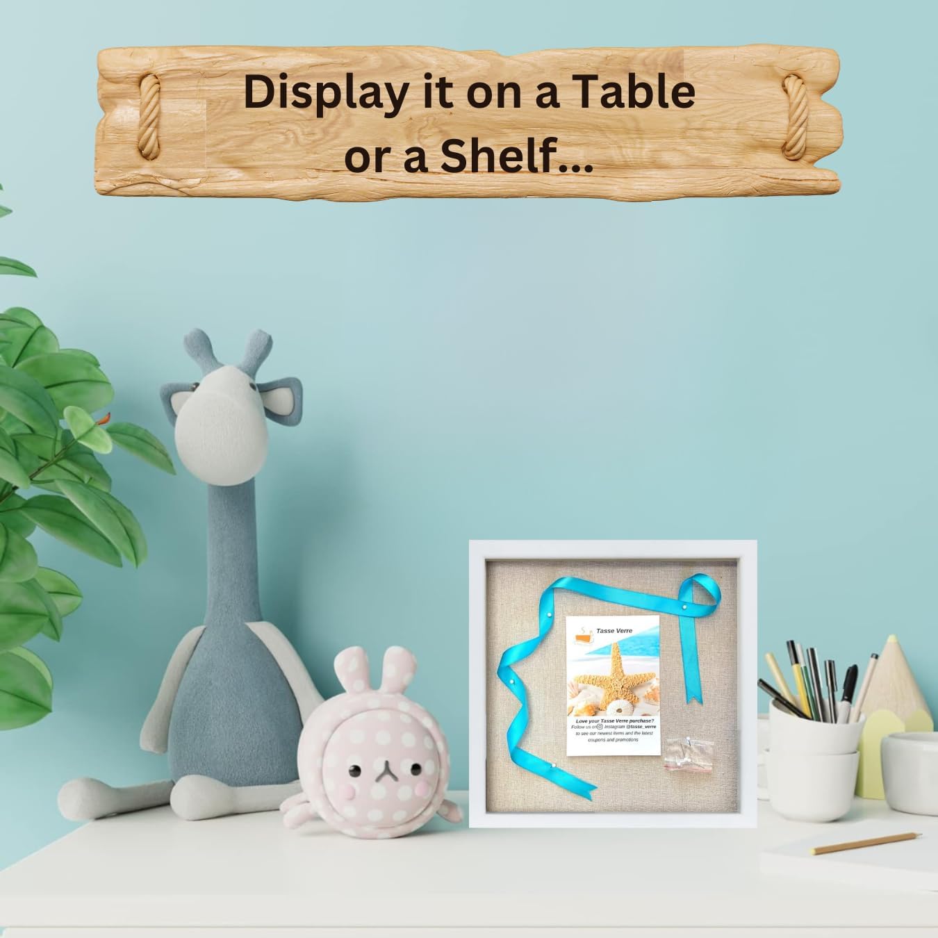 Tasse Verre 12x12 White Display Shadow Box (2-Pack) Frame w/Linen Background and 16 Stick Pins - Ready to Hang Shadowbox Picture Frame - Box Display Baby Memorabilia Wedding