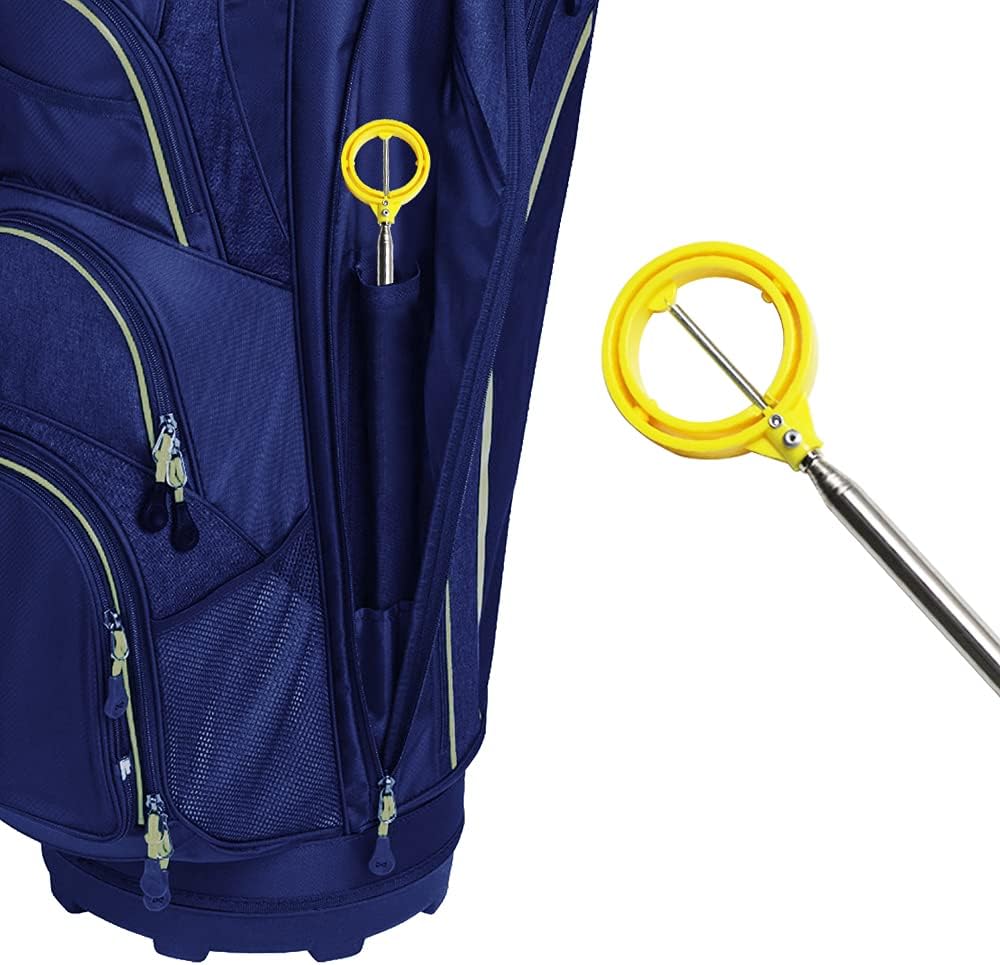 Golf Ball Retriever Or Pick Up Tool with Automatic Extendable, Stainless for Water Bush White Yellow 2 Colors Gift for Golfer