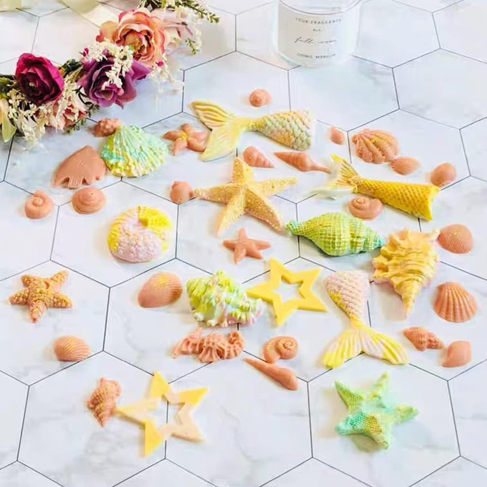 4PCS Marine Theme Fondant Silicone Mold Seaweed Sea Fish Crab Coral Conch Sea Shells Shape DIY Handmade Baking Tools