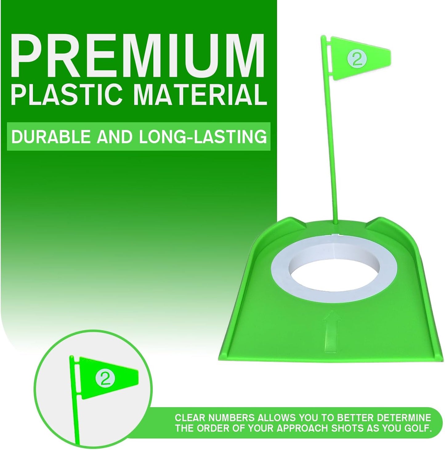 9 Pack Golf Putting Cups with Flags, Plastic Golf Training Aids with Golf Ball Retriever, Putting Training Hole Set for Indoor Outdoor