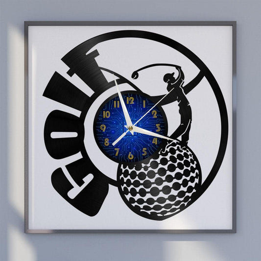 Golf Club 12 Inch Vinyl Record Wall Clock - Silent, Creative, and Unique Clock for Living Room, Entryway, or Bedroom Decor Idea(12 inchs B Without LED)