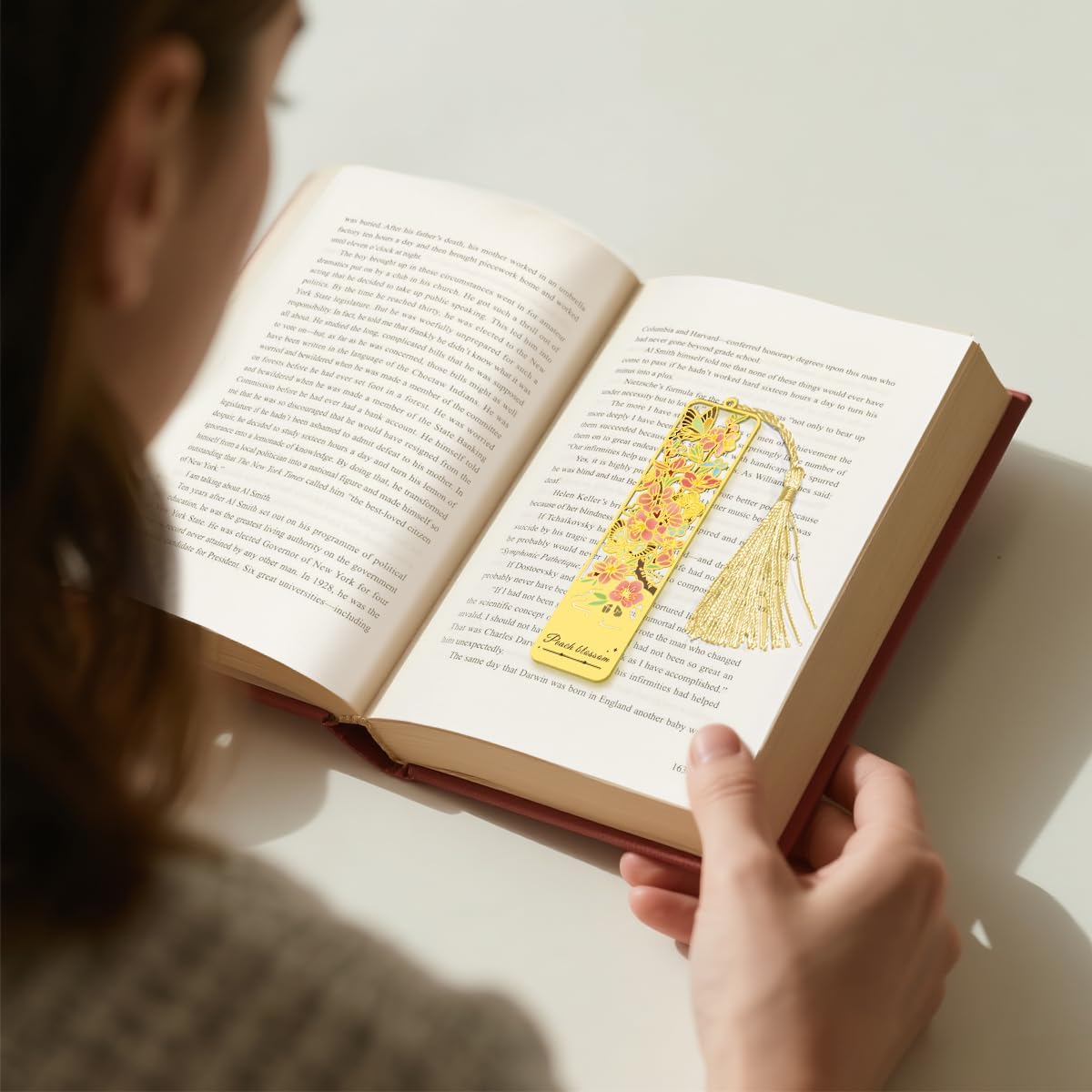 3pcs Metal Flower Bookmarks with Tassel for Reading Women, Pretty Cute Book Markers for Women, Kids, Book Lovers, Reading Accessories Gifts for Book Lovers (Style 2)