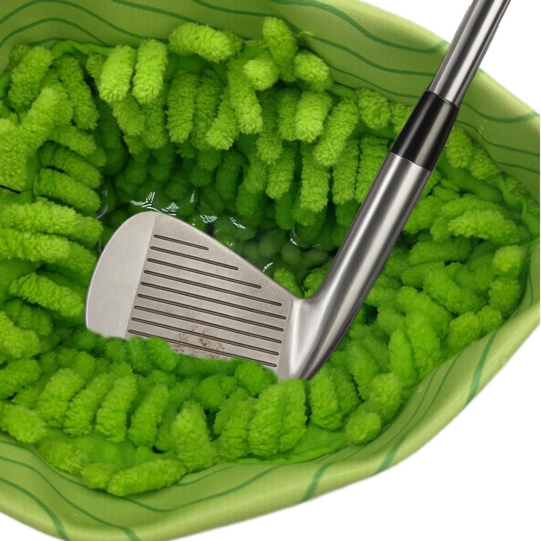 FAR&STRAIGHT Golf Club & Ball Cleaning Pouch – Soft Microfiber Interior for Gentle Cleaning – Clip-On, Washable Bag