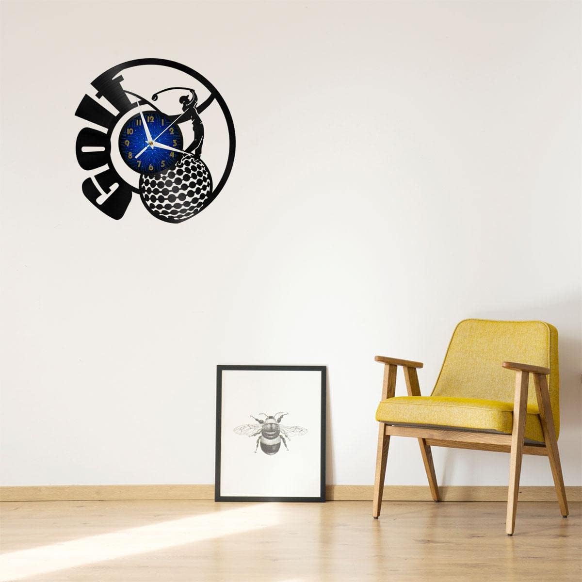 Golf Club 12 Inch Vinyl Record Wall Clock - Silent, Creative, and Unique Clock for Living Room, Entryway, or Bedroom Decor Idea(12 inchs B Without LED)