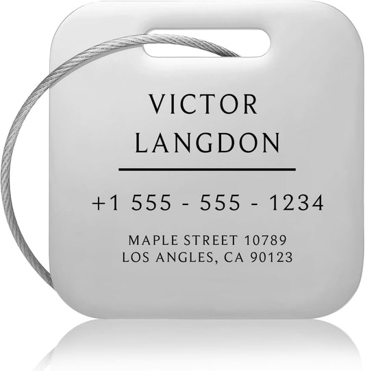 Stainless Luggage Tags for Suitcases: Metal Personalized Luggage Tags and Bags with Customizable Texts (Silver)