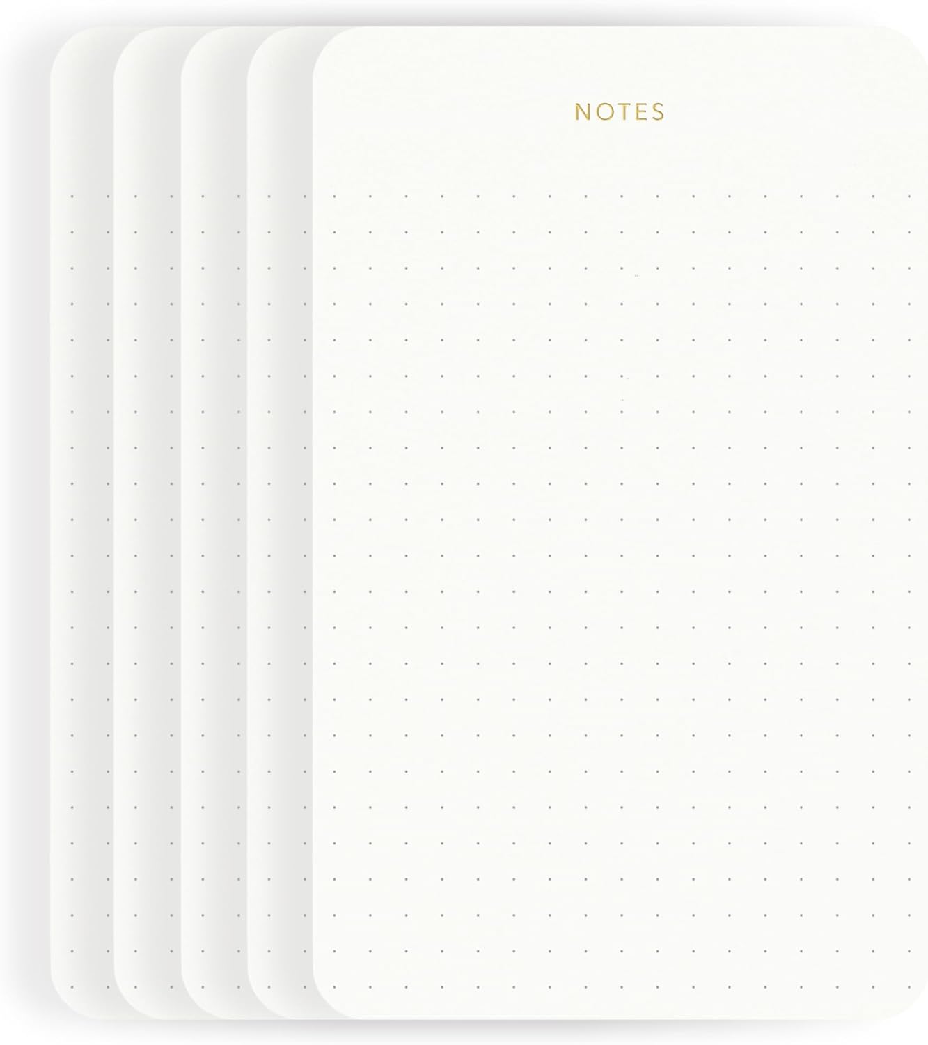 Elegant Desk Notepads for Professionals, Executive's Memo Pads, Minimalist, Gold Foiled, Dotted Layout, 5 Pack, 375 Sheets Total (75 Each), 6.3" x 3.9”, 80 GSM, Eco-friendly, FSC™ Certified