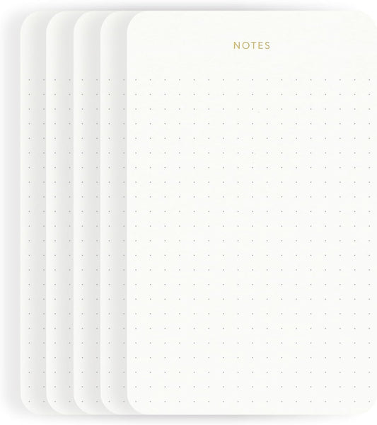 Elegant Desk Notepads for Professionals, Executive's Memo Pads, Minimalist, Gold Foiled, Dotted Layout, 5 Pack, 375 Sheets Total (75 Each), 6.3" x 3.9”, 80 GSM, Eco-friendly, FSC™ Certified