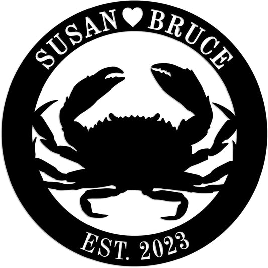 Personalized Metal Beach Crab Sign Custom Metal Crab Sign