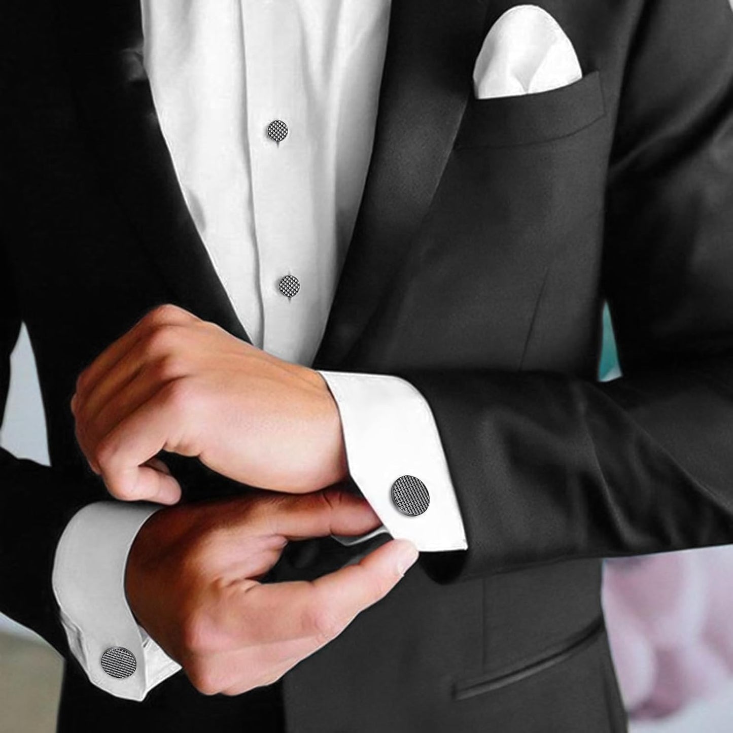 HAWSON Silver/Gold Cufflinks for Men with Tuxedo Shirt Studs,Men Accessories Jewelry with Gift Box,Gifts for Family,Best Friend on Wedding Business Birthday Anniversary