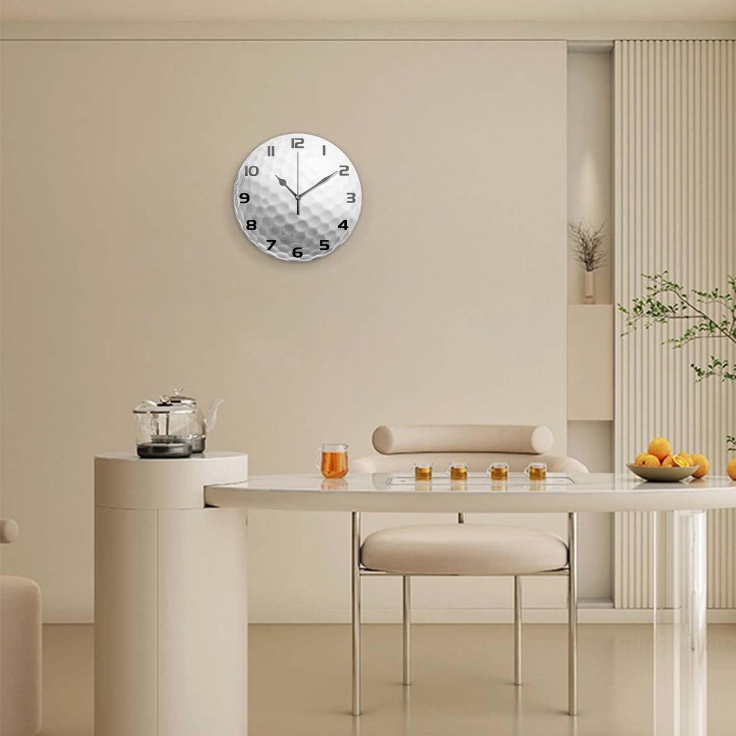 Silent Non-Ticking Sport Theme Wall Clocks, Sport Ball Golf Wall Clock, Battery Operated 9.8"x9.8" Round Wall Clock for Home Decor Boy Room Living Room School Birthday Gift