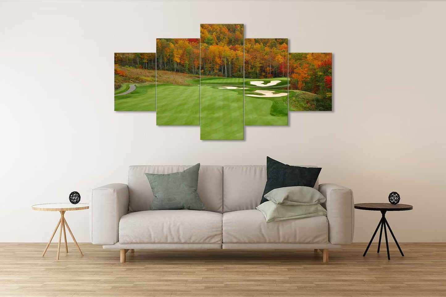 chenchenArt Sequoyah North Carolina Mountains Golf Course Wall Art for Living Room Bedroom Bathroom Home Decorations Golf Course Picture Poster Canvas Prints Framed Ready to Hang(60''W x 32''H)