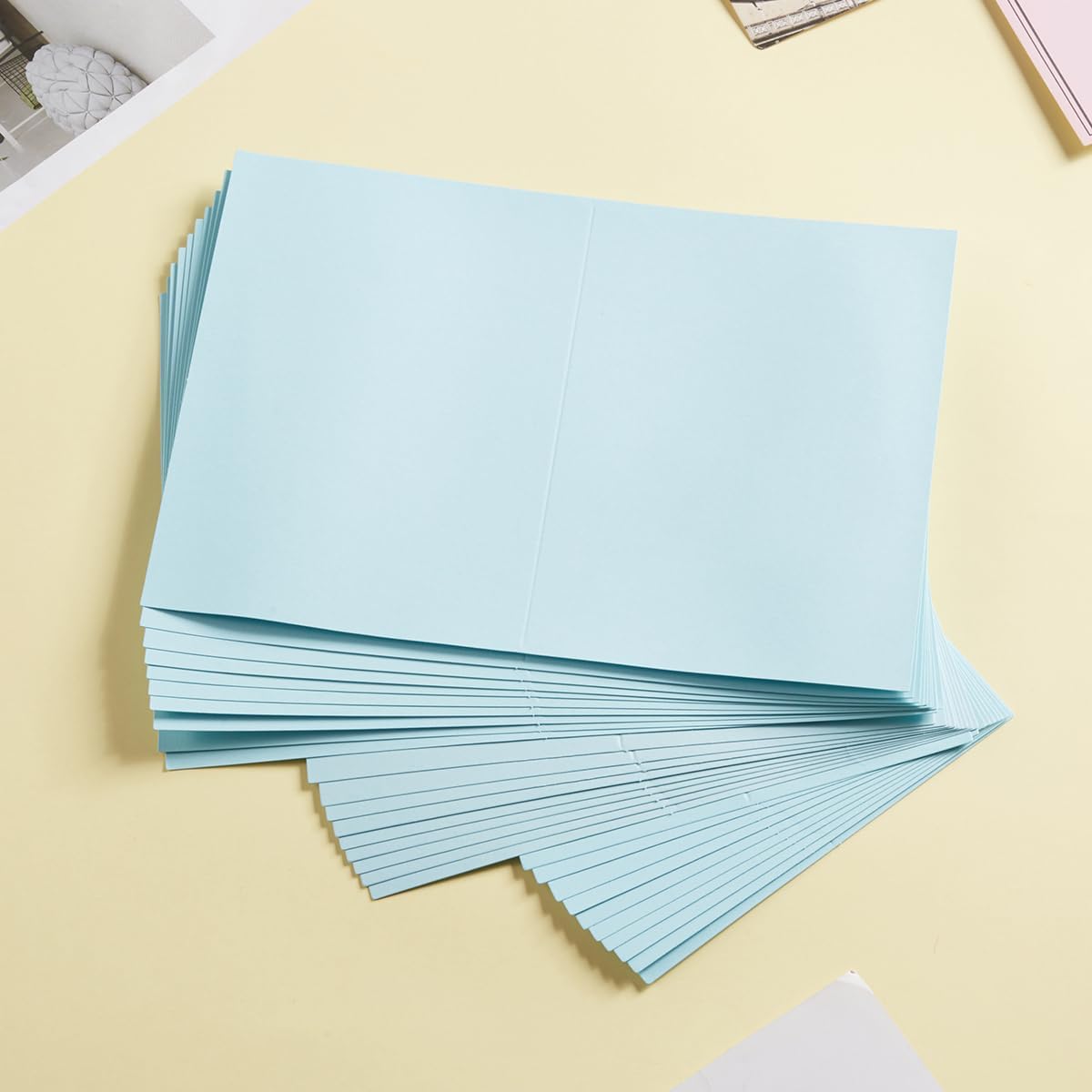 50 Pack Blank Cards Folded Cardstock Thank You Blank Greeting Cards for Invitations, Wedding, Greeting Cards, All Occasion DIY (Light Blue, 4x6)