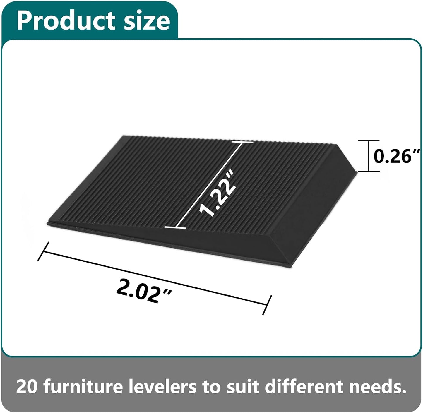 Furniture Levelers, 20Pcs Flexible Multi-Purpose Rubber Shims for Leveling - Prevent from Wobbling for Furniture Toilet (Black)