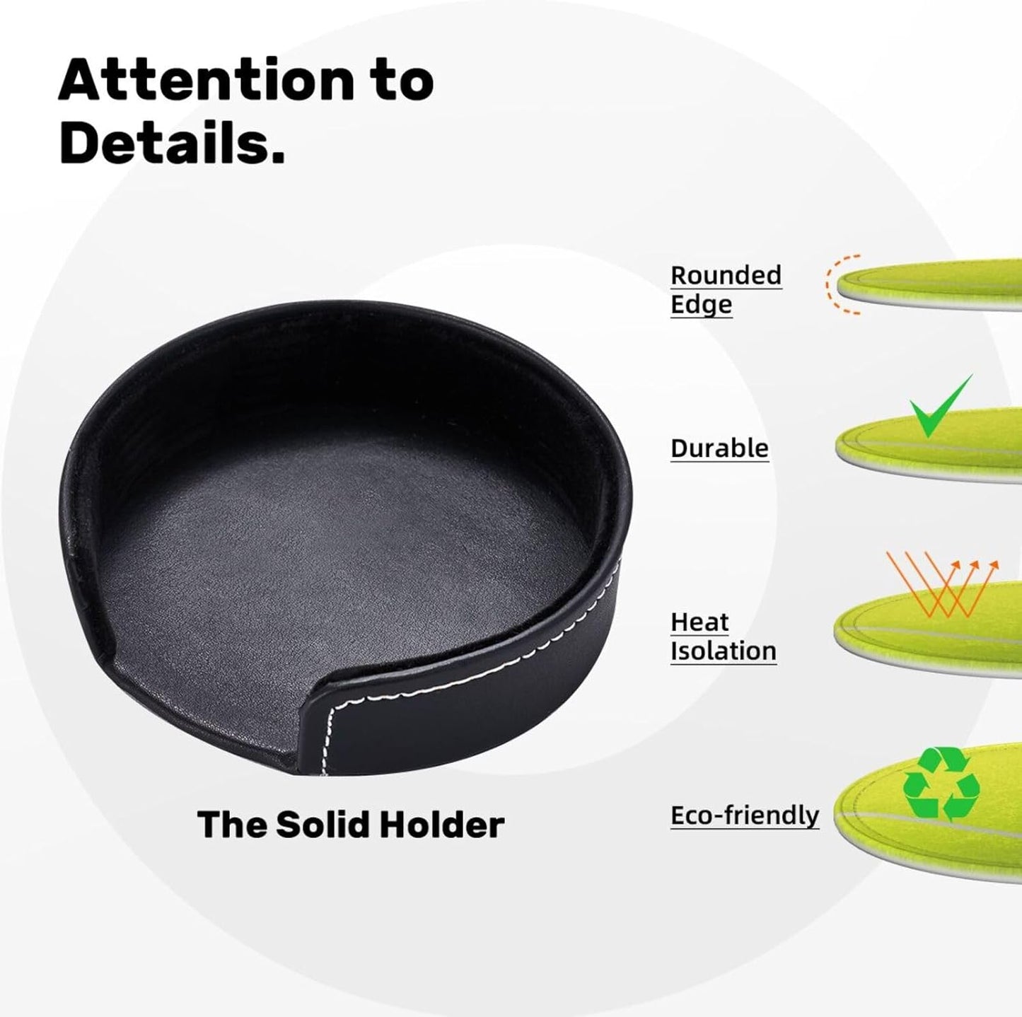 6 Pcs Tennis Ball Drink Coasters with Holder Coasters for Drinks Coffee Table Home Decor Housewarming Gift