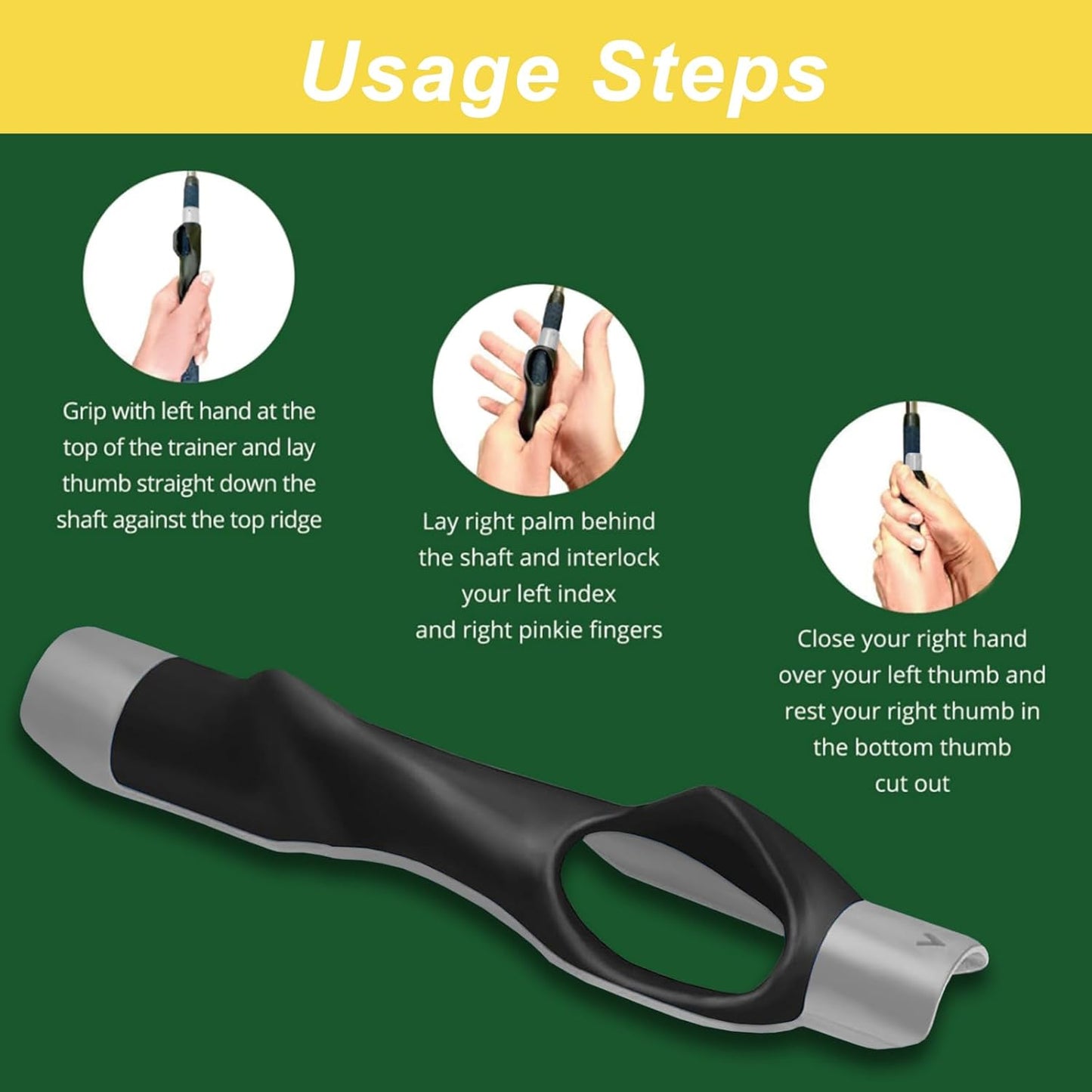Grip Trainer Golf, Grip Aid Golf, Golf Swing Trainer, Corrects Left and Right Hand Position to Help Train Correct Hand Position,Enhance Grip Strength, Precision and Swing