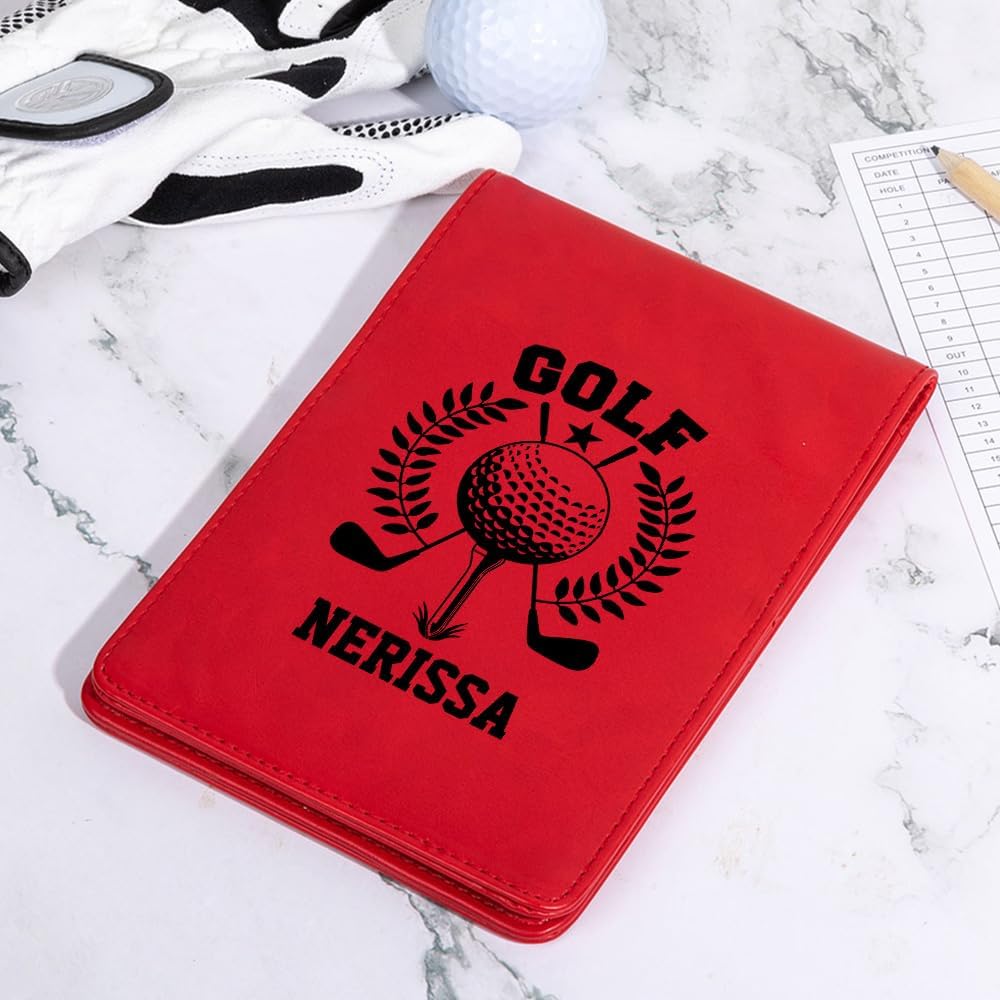 Personalized Leather Golf Scorecard Holder Customize Name Golf Yardage Book Cover Accessories Father Day Christmas Birthday Gifts for Men Women