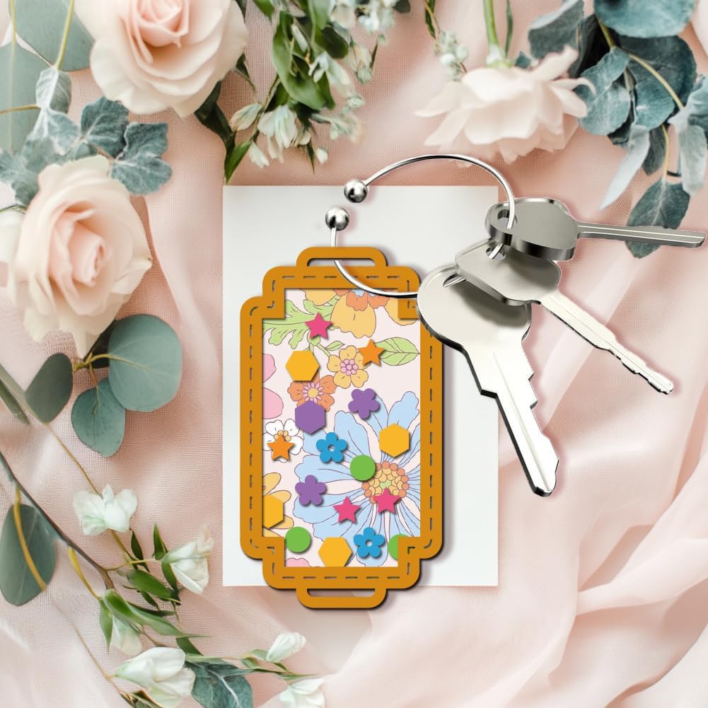 MAYJOYDIY Keychains Shakers Labels Cutting Dies Keys Locks Metal Die Cuts Template Various Geometric Figures Embossing Carbon Steel Stencils for Card Making DIY Scrapbooking Album Gift Decoration