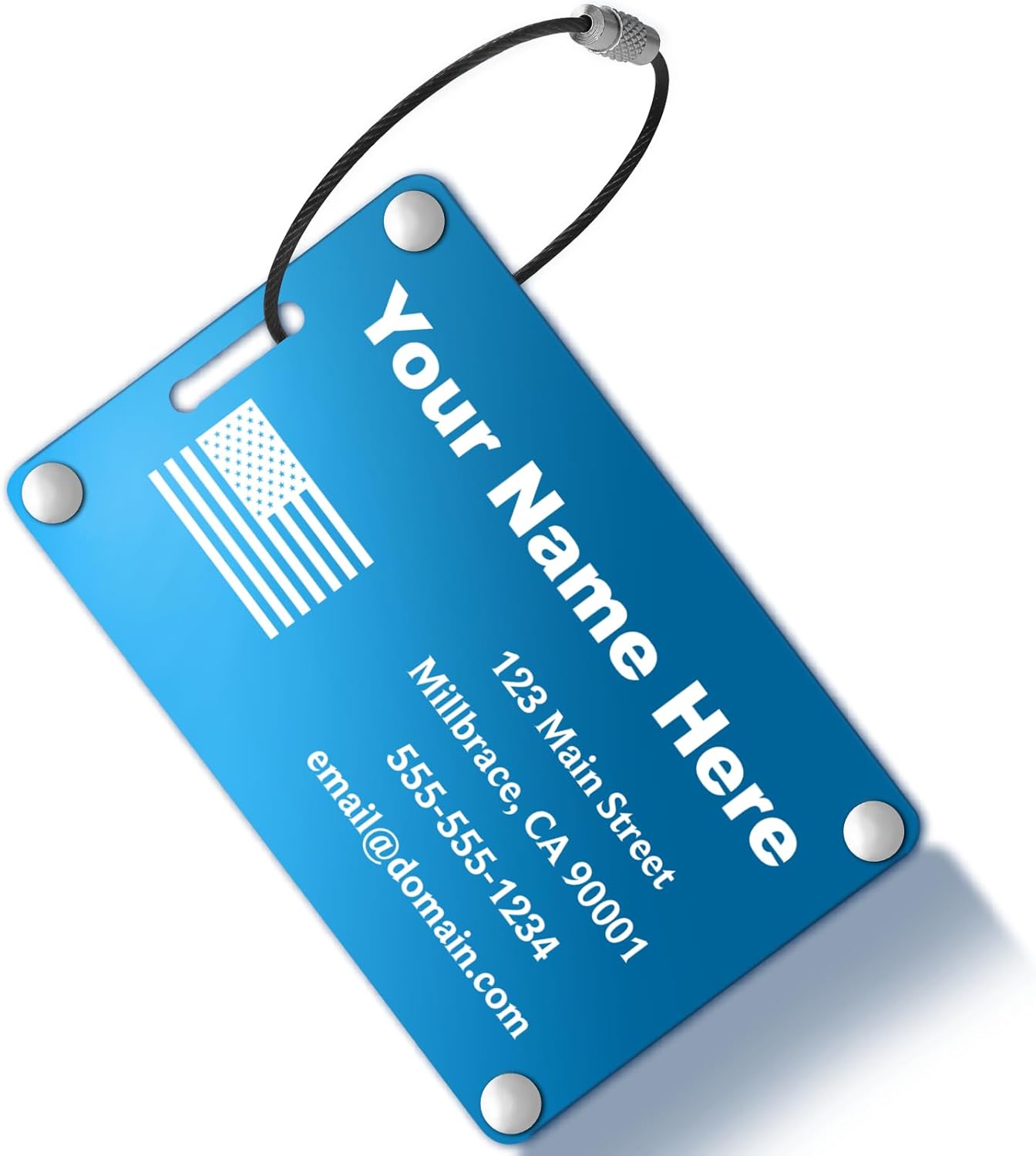 Personalized Luggage Tags: Custom Metal Luggage Tags for Suitcases, Backpacks and Bags with Your Personalized Text (Blue)