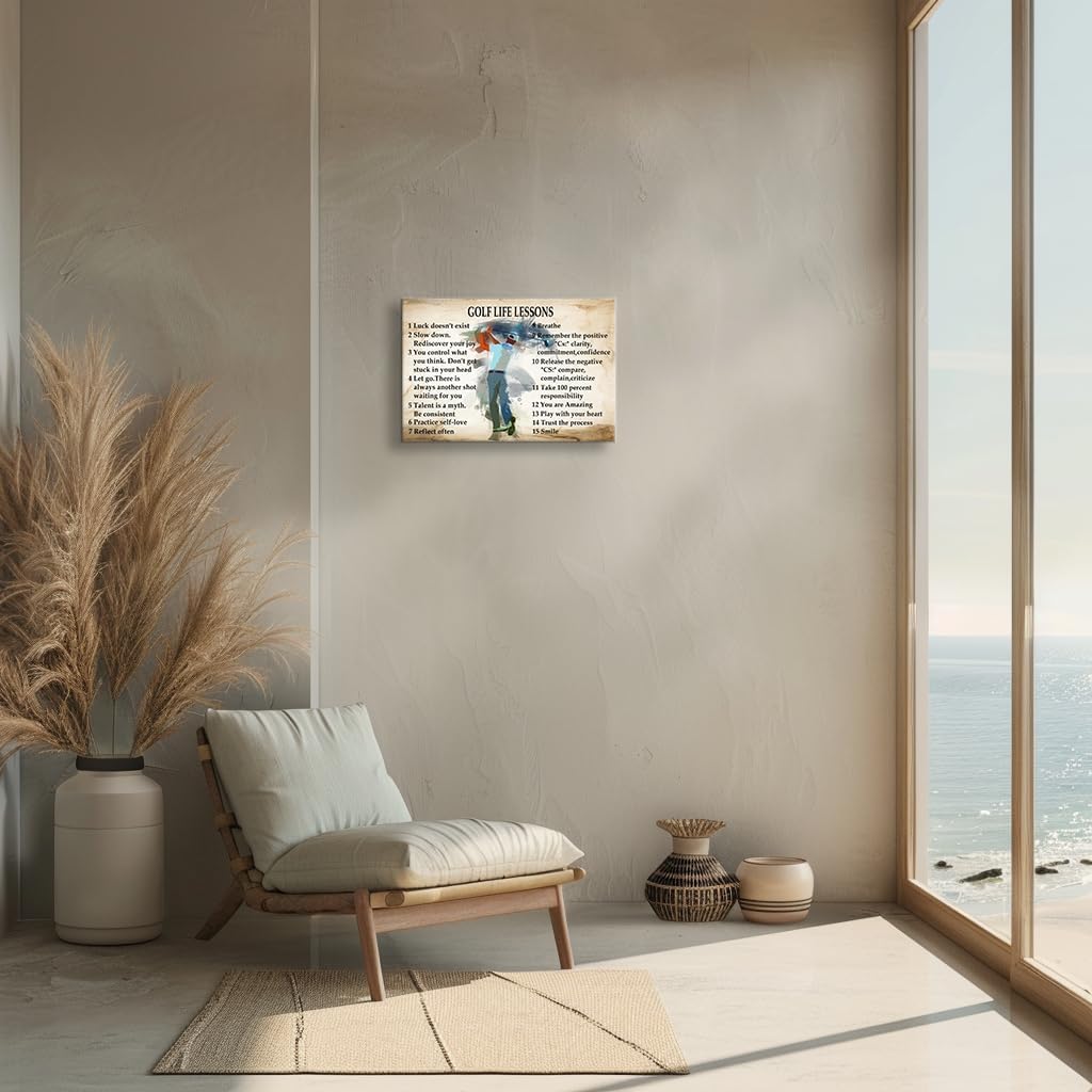 Wallpicss Vintage Golf Wall Art Framed Life Lessons Inspirational Quote Poster Golf Pictures Painting Artwork Motivational Art Prints 12x18 inches