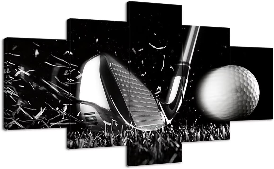 Golf Wall Art for Office Living Room Bedroom Bathroom Home Decorations Golf Art Canvas Prints Golf Ball Pictures Posters Framed Artwork Ready to Hang(60''W x 32''H)