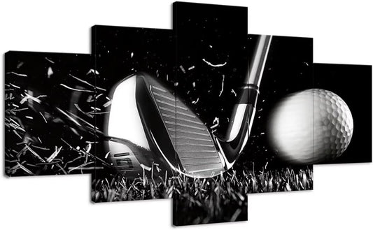 Golf Wall Art for Office Living Room Bedroom Bathroom Home Decorations Golf Art Canvas Prints Golf Ball Pictures Posters Framed Artwork Ready to Hang(60''W x 32''H)