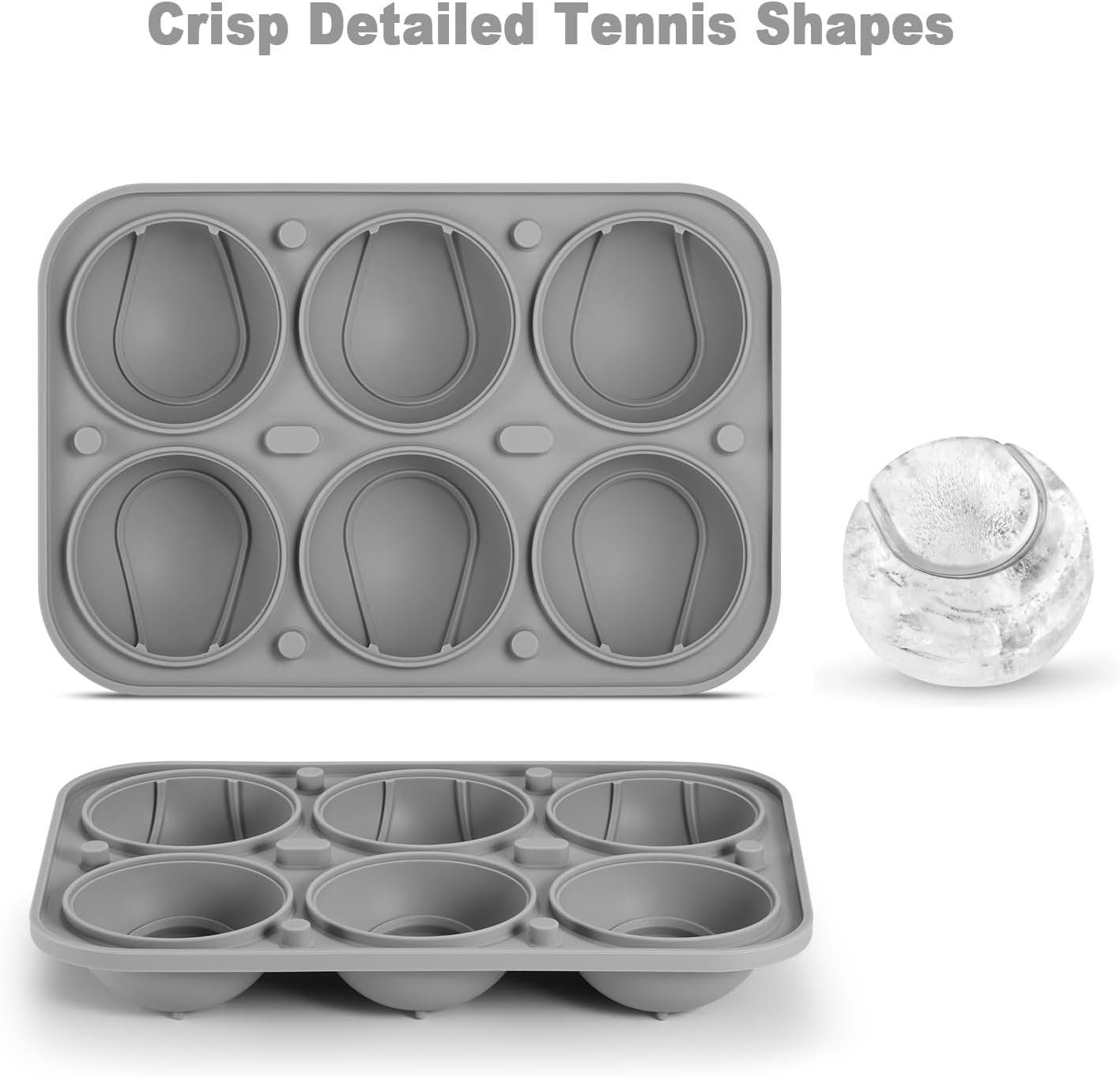 Nax Caki 3D Tennis Ice Cube Tray, Large Tennis Silicone Fun Shapes Whiskey Ice Mold with Funnel for Cocktails, Bourbon,Brandy, Whiskey Gifts for Men