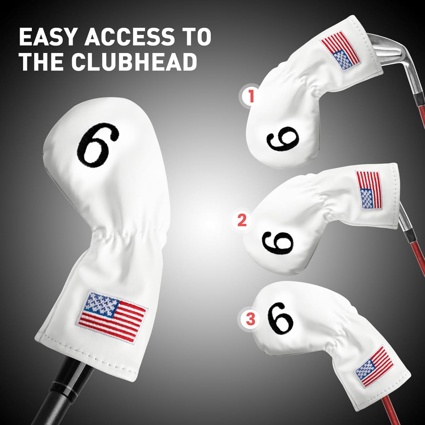 Golf Iron Covers Set US Flag Leather for Irons Value 11 Pack, Long Neck Protector Number Headcover, Universal Head Cover Fit Main Iron Clubs for Men Women Golfer